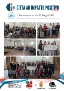 Immagine che raccoglie le foto scattate durante la premiazione, sono presenti i loghi degli enti che hanno partecipato: PMG, UILDM Pavia, Comune di Pavia e IIS L. Cossa